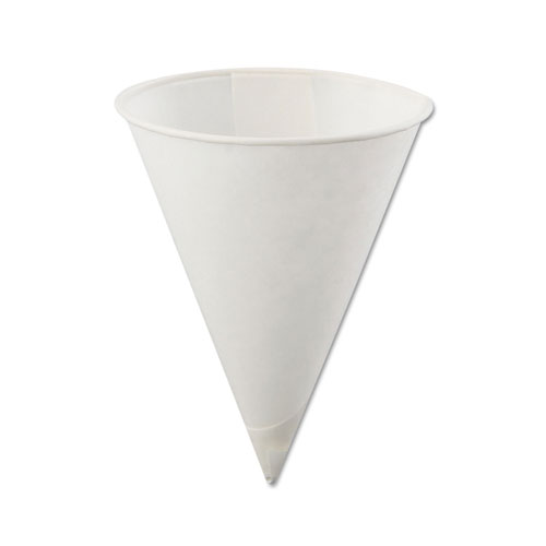 Konie Cups International Rolled Rim, Poly Bagged Paper Cone Cups, 4oz, White 200/Bag