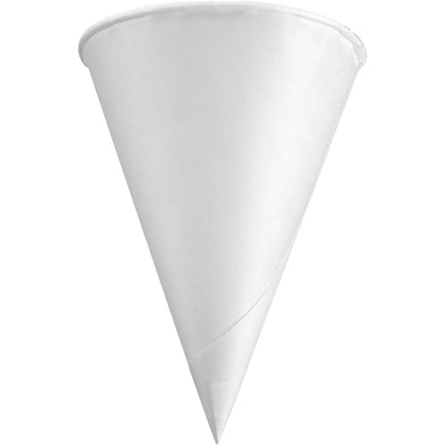Konie Cups International Rolled Rim Paper Cone Cups, 4.5oz, White, 200/Bag, 25 Bags/Carton