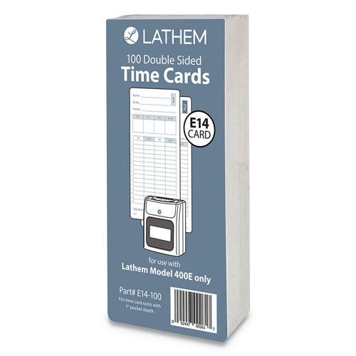 Lathem Time E14-100 Time Cards, Bi-Weekly/Monthly/Semi-Monthly/Weekly, Two Sides, 7"
