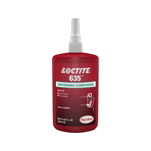 Loctite 635™ Retaining Compound, High Strength/Slow Cure, 250 mL Bottle, Green, 4,000 psi