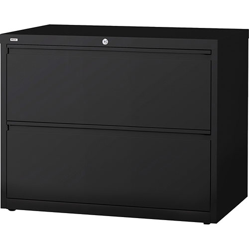 Lorell 2 Drawer Metal Lateral File Cabinet, 42"x18-5/8"x28-1/8", Black