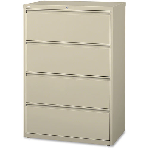 Lorell 4 Drawer Metal Lateral File Cabinet, 44"x21.5"x57.75", Beige