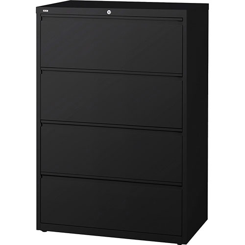Lorell 4 Drawer Metal Lateral File Cabinet, 42"x18-5/8"x52.5", Black