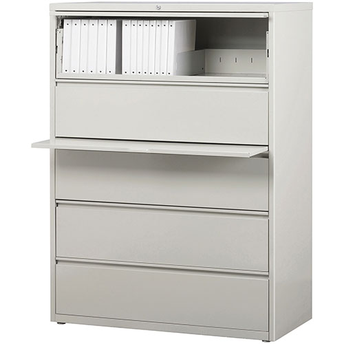 Lorell 5 Drawer Metal Lateral File Cabinet, 44"x21.5"x71.5", Gray