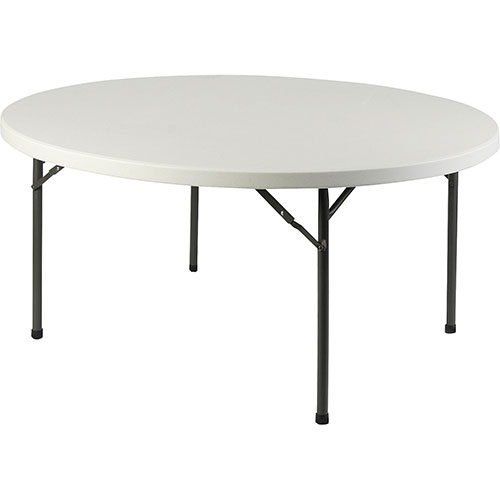 Lorell Banquet Folding Table, 500lb Capacity, Round Top x 60" Diameter , Platinum