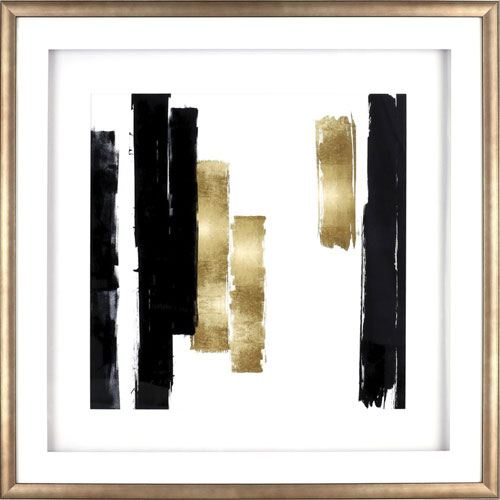 Lorell Blocks Design Framed Abstract Artwork, 29.50" x 29.50" Frame Size, 1 Each, Black, Gold