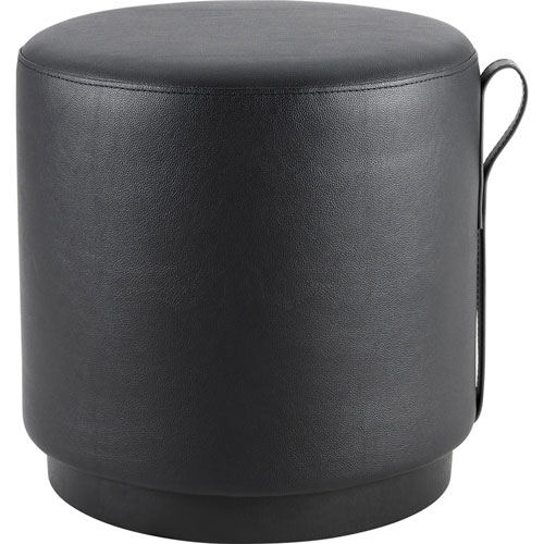 Lorell Contemporary Seating Round Foot Stool, Black Polyurethane Seat, 16.9" x 16.9" Depth x 16.9" Height, 1 Each