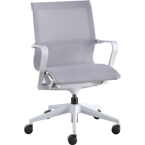 Lorell Executive Mesh Mid-back Chair, Nylon Seat, Nylon, Mesh Back, Plastic Frame, 5-star Base, Gray, 26.3" x 26.3" Depth x 38.5" Height, 1 Each