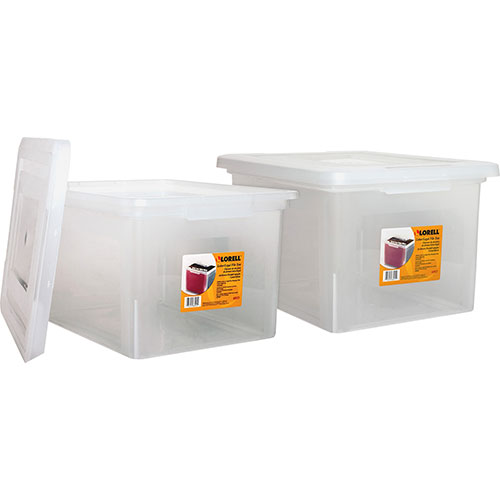 Lorell File Boxes, Legal/Letter, Stackable, 14-1/4" x 18-1/8" x 10-7/8", 2/BD, Clear