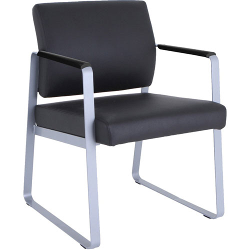 Lorell Healthcare Seating Guest Chair, Silver Powder Coated Steel Frame, Black, Vinyl, 24.4" x 19.3" Depth x 34.3" Height, 1 / Each