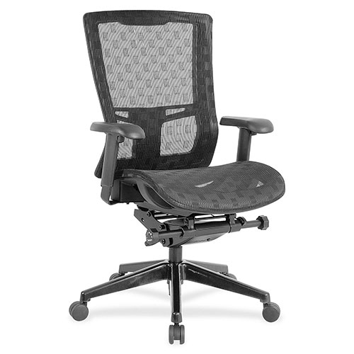 Lorell HI Back Mesh Chair, 26" x 27-1/2" x 46", Black
