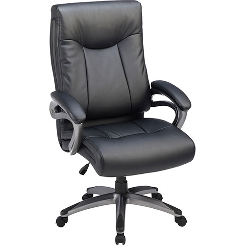 Lorell High-Back Exec Chair, Leather, 27"x30"x46-1/2", BK