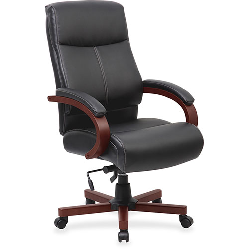 Lorell High Back Executive Chair, 27" x 31" x 47", Black/Mahogany