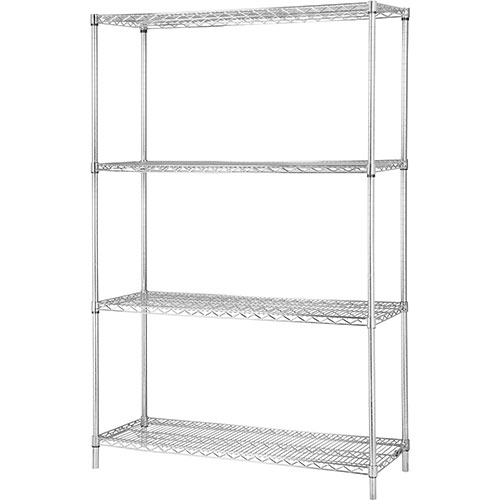 Lorell Industrial Wire Shelving Starter Kit, 48" x 18", Chrome