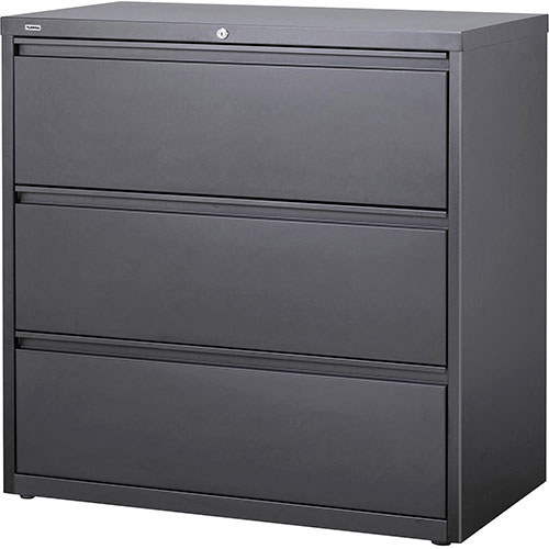 Lorell Lateral File, 3-Doorawer, 42" x 18-5/8" x 40-1/4", Charcoal
