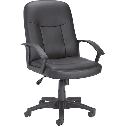 Lorell Leather Managerial Mid-back Chair, Black