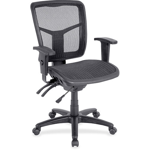 Lorell Mesh Swivel Midback Chair, 25-1/4" x 23-1/2" x 40-1/2", BKSR