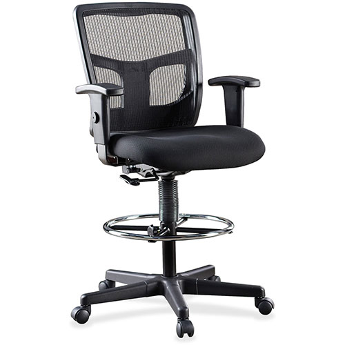 Lorell Mid-Back Stool Chair, 26"x21"x50", Black