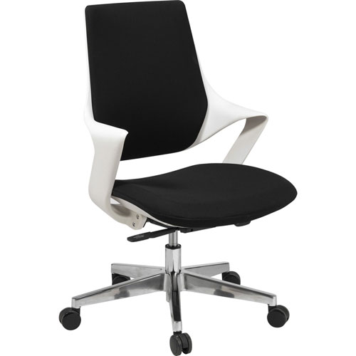 Lorell Poly Shell Conference Task Chair, Fabric,, White, 21" Seat Width x 20" Seat Depth, 23.5" x 23.5" Depth x 36" Height
