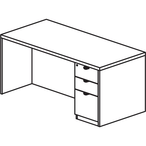 Lorell Prominence 2.0 Gray Elm Laminate Desk Unit - 60" x 30" x 29" , 1" Top, 0.1" Edge - 3 x File Drawer