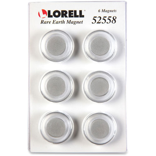 Lorell Rare Earth Magnetic Paper Clips, 24/PK, Clear