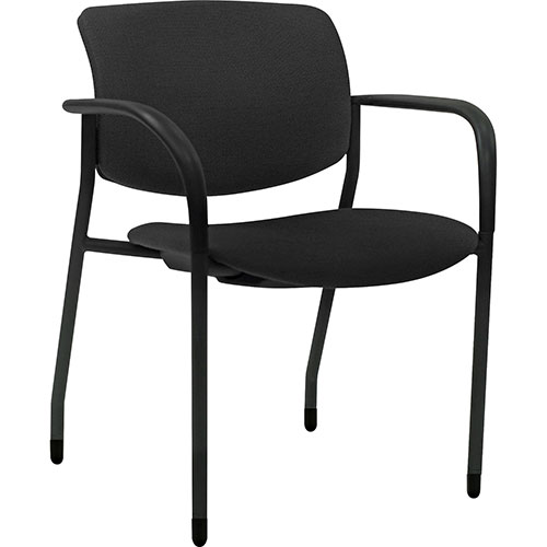Lorell Stacking Chairs with Arms, Fabric, 25-1/2" x 25" x 33", 2/CT, Black