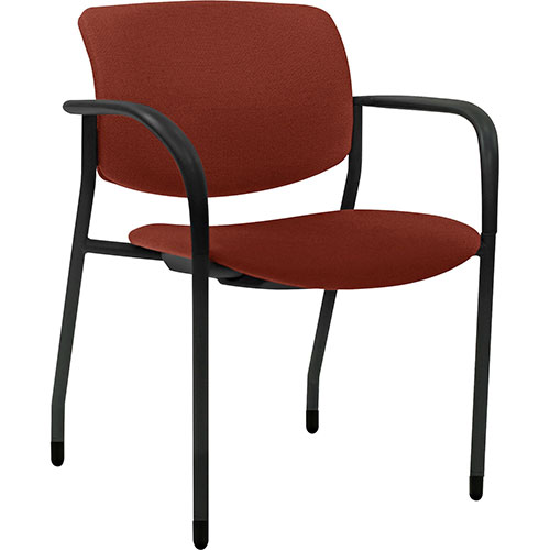 Lorell Stacking Chairs with Arms, Fabric, 25-1/2" x 25" x 33", 2/CT, Orange