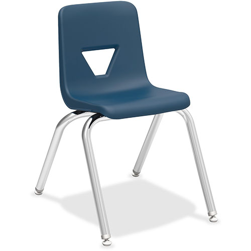 Lorell Stacking Student Chair, 16" x 20-1/2" x 27", Navy