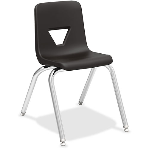 Lorell Stacking Student Chair, 16" x 20-1/2" x 27", Black