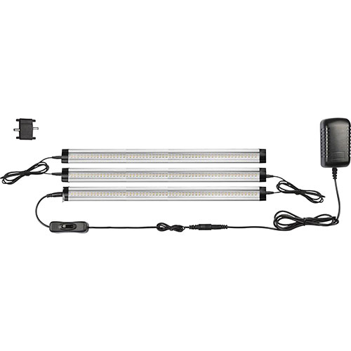 Lorell Task Lighting Starter Kit, LED, 2"Wx60"Lx1"H, Silver/Black