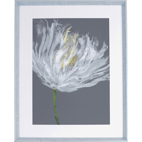 Lorell White Flower Design Framed Abstract Art, 27.50" x 35.50" Frame Size, 1 Each, Gray, White