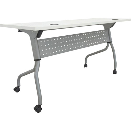 Lorell White Laminate Flip Top Training Table, White Top, Silver Base, 4 Legs, 29.50" x 23.60" Table Top Width, 60" Height, Assembly Required