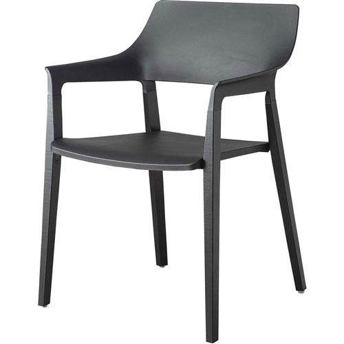 Lorell Wood Legs Stack Chairs, Plastic Seat, Plastic Back, Black, Wood, Plastic, 22" x 20.8" Depth x 31.5" Height, 2 / Carton