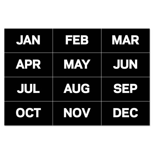 MasterVision™ Interchangeable Magnetic Board Accessories, Months of Year, Black/White, 2" x 1"