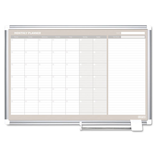 MasterVision™ Monthly Planner, 48x36, Silver Frame