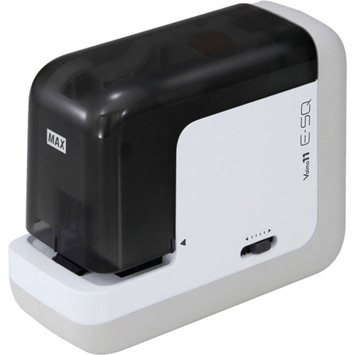 MAX Portable Electronic Stapler - 35 Sheets Capacity - 100 Staple Capacity - 1/4" Staple Size - 6 x AA Batteries - Black, White