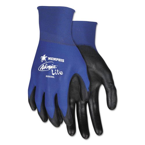 MCR Safety Ultra Tech Tactile Dexterity Work Gloves, Blue/Black, Medium, 1 Dozen