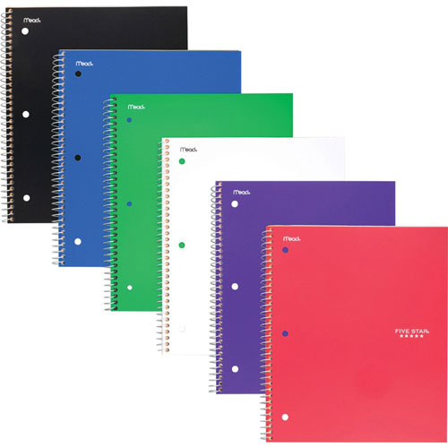 Mead Notebook, 1-Subject, 8-1/2"Wx11"L, 6/Pk, Assorted