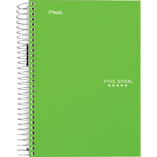 Mead Notebook, 5-Subject, 180 Shts, 7-1/4"X9-1/2" , 6/Pk, Ast