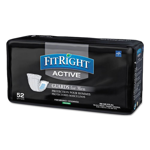 Medline FitRight Active Male Guards, 6" x 11", White, 52/Pack, 4 Pack/Carton