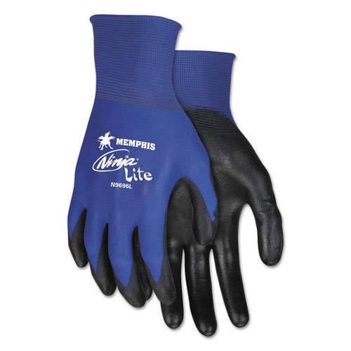 Memphis Glove Ultra Tech Tactile Dexterity Work Gloves, Blue/Black, Large, 1 Dozen