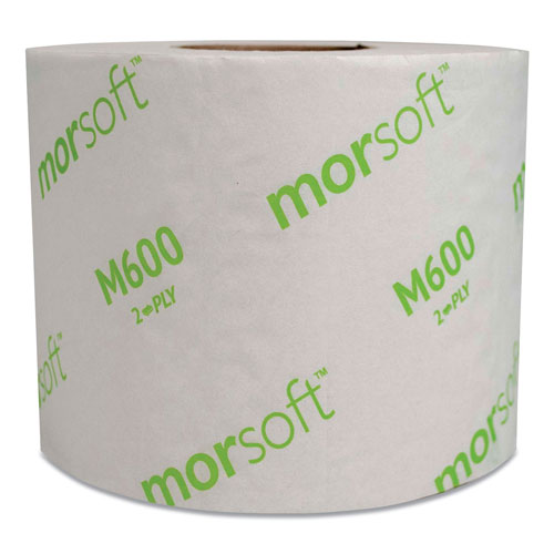 Morcon Paper Morsoft Controlled Bath Tissue, Septic Safe, 2-Ply, White, 3.9" x 4", 600 Sheets/Roll, 48 Rolls/Carton