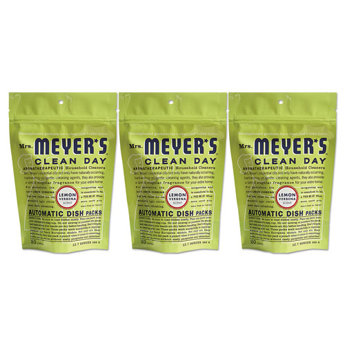 Mrs. Meyer's® Automatic Dish Detergent, Lemon, 12.7 oz Pack, 20/Pack, 6/Carton