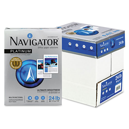 Navigator Platinum Paper, 99 Bright, 24lb, 8.5 x 11, White, 500 Sheets/Ream, 5 Reams/Carton