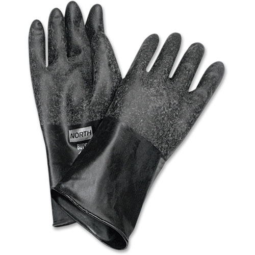 North Safety Products Butyl Chem Protection Gloves, Sz-10, 14", 17mil, 1/PR, BK