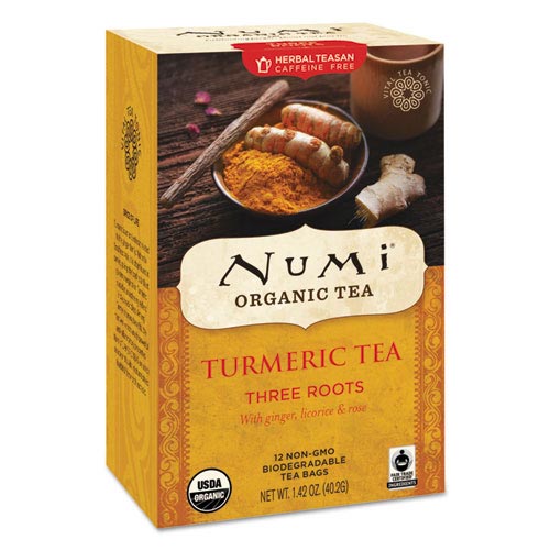 Numi Turmeric Tea, Three Roots, 1.42 oz Bag, 12/Box