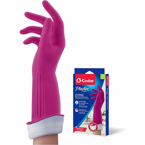 O Cedar Playtex Living Gloves, Small Size, Pink, 2/Pair, 14" Glove Length