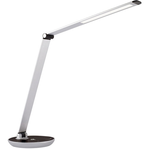 OttLite Desk Lamp - 26", - LED Bulb - Adjustable Brightness, USB Charging, Qi Wireless Charging, Adjustable Height, Dimmable, Foldable - Desk Mountable - White - for Indoor, Smartphone