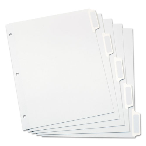 Oxford Custom Label Tab Dividers with Self-Adhesive Tab Labels, 5-Tab, 11 x 8.5, White, 25 Sets