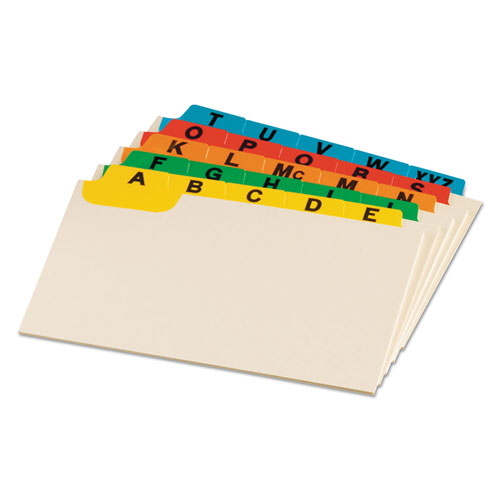 Oxford Manila Index Card Guides with Laminated Tabs, 1/5-Cut Top Tab, A to Z, 3 x 5, Manila, 25/Set